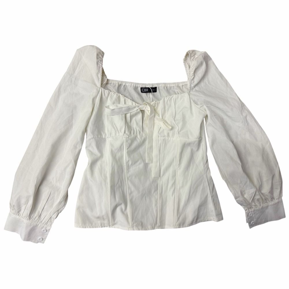 CBR Y2k White Corset Top.Long Sleeve. Off Shoulder.Cotton Blend.Women.Sz L.NWT
